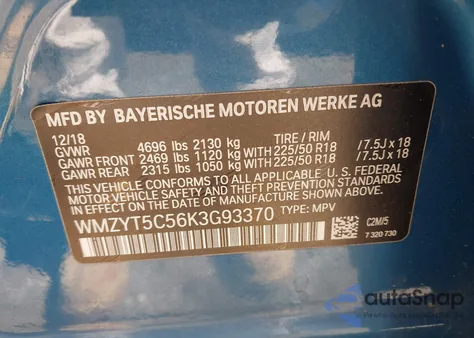 2019 Mini Countryman Cooper S из США, поврежденный, VIN WMZYT5C56K3G93370